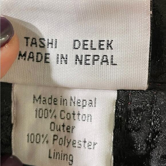 Tibetan Trader Blazer Small Velvet Embroidered Cotton Mock Neck Jacket Burgundy - Picture 15 of 15